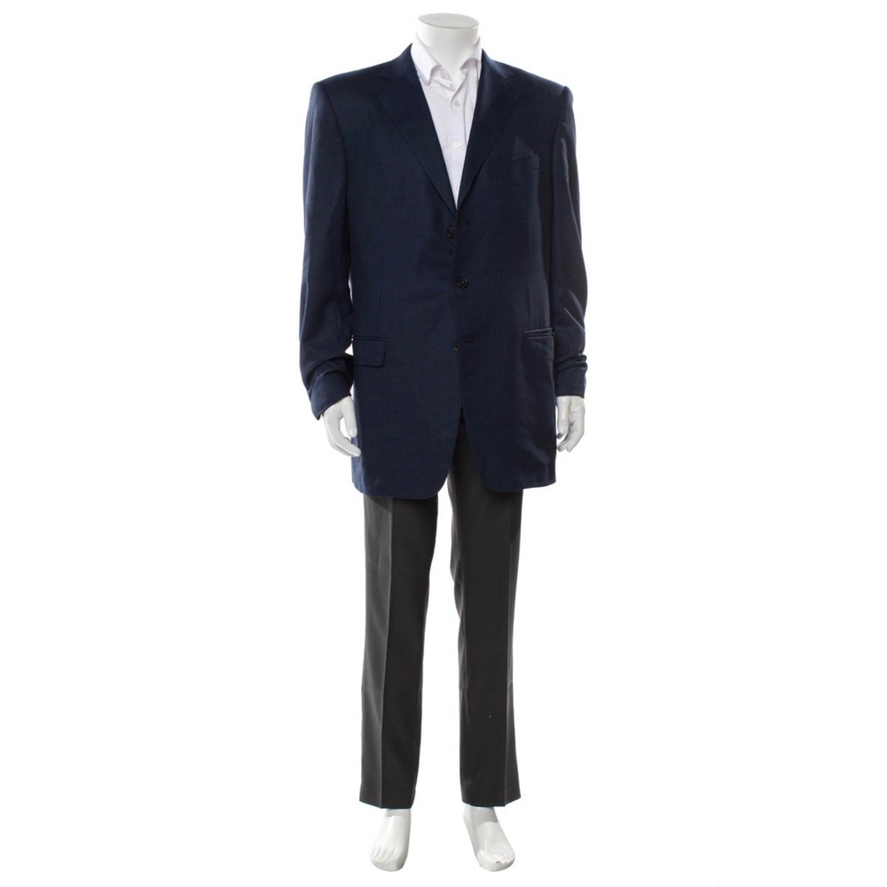 Ermenegildo Zegna Trofeo‎ Navy Blue Wool 3-Button Blazer Roma Fit 54L 44L Italy